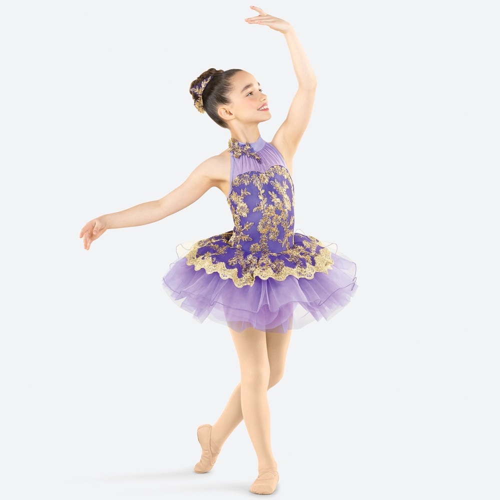 Revolution Give Us a Little Love Purple and Gold Kids Ballet Costume Brand New
